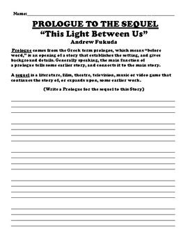 This Light Between Us Sequel Prologue Worksheet By Bac Education