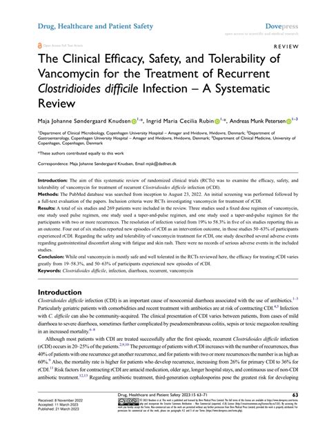 Pdf The Clinical Efficacy Safety And Tolerability Of Vancomycin For