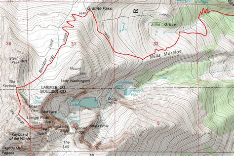 Longs Peak Keyhole Route Map