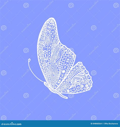 Vector White Hand Drawing Butterfly Illustration Of Butterfly Stock