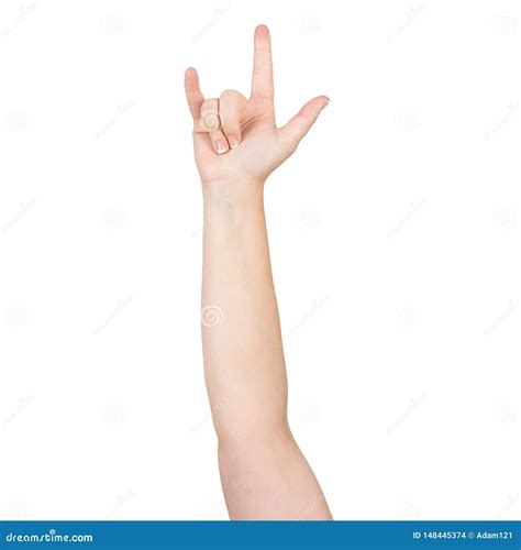 Woman Hand Showing Devil Horns Gesture Stock Photo Image Of Pose