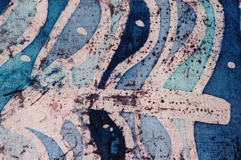 Waves And Arrows Hot Batik Background Texture Handmade On Silk Abstract Surrealism Art Stock