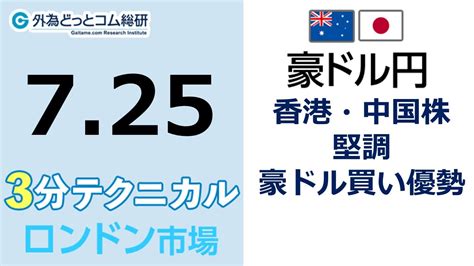 豪ドル円見通し 「 香港・中国株堅調 、豪ドル買い優勢」見通しズバリ！3分テクニカル分析 ロンドン市場の見通し 2023年7月25日