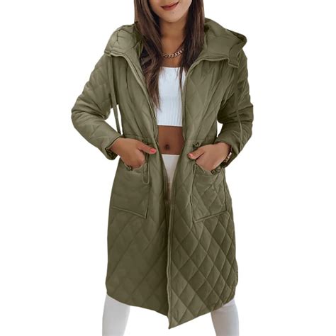 Imily Bela Women s Quilted Long Sleeve Zip Up Hooded Drawstring 並行輸入品