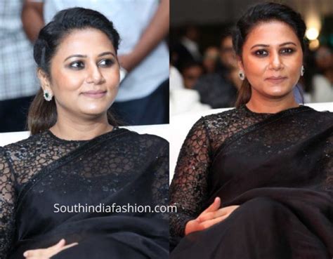 Thabitha Sukumar in a black saree at Dadasaheb Phalke Awards South