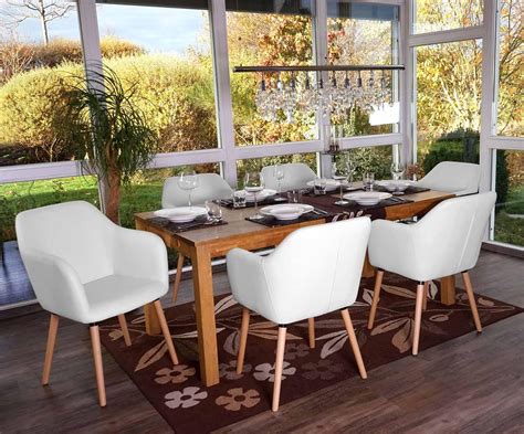 Lote De 6 Sillas De Comedor Tulio Tapizadas En Piel Color Blanco Homyes