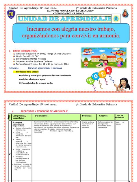 5° Grado Unidad De Aprendizaje Marzo Pdf Números Metodología De