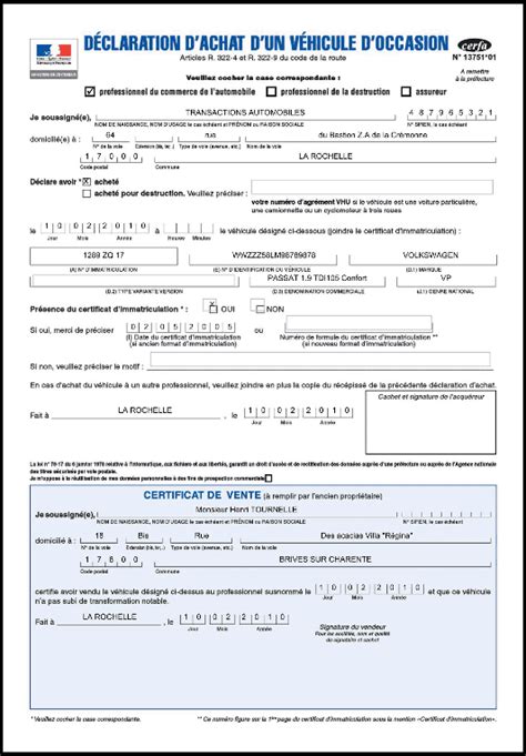 Certificat De Cession Cerfa N15776 01 Hot Sex Picture