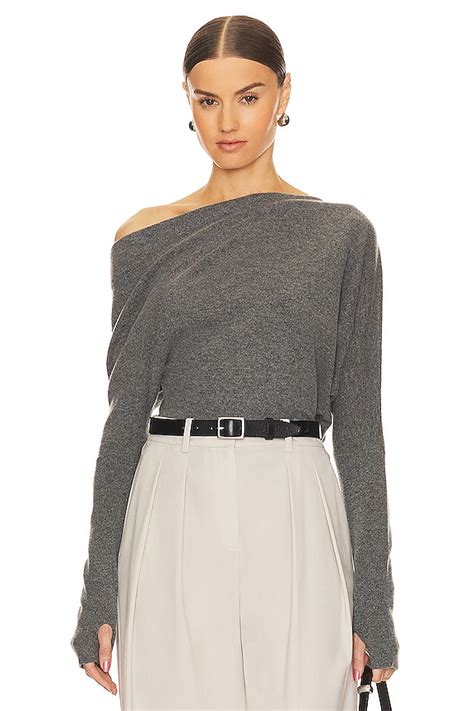 Enza Costa Slouch Sweater In Heather Grey Revolve