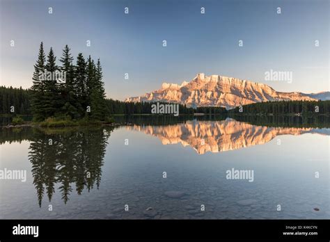 Two Jack Lake Mount Rundle Reflection At Sunrise Banff National Park