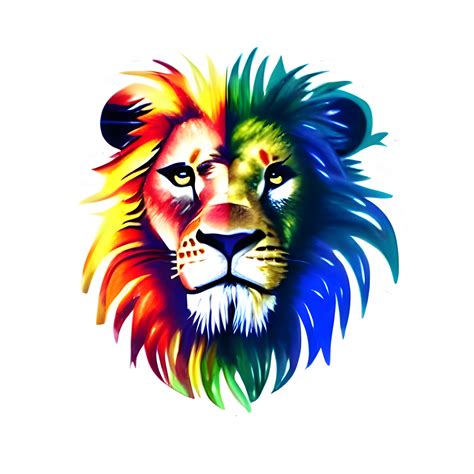 Colorful Lions Head Logo Lions Face Sticker Modern Pop Art Style