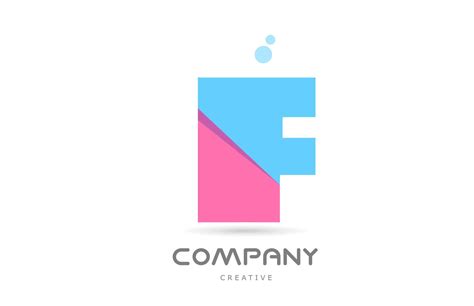 F Pink Blue Geometric Alphabet Letter Logo Icon Creative Template For