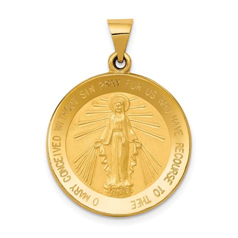 14k Gold Virgin Mary Medal Charm Religious Pendant Ebay