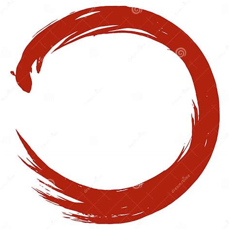 Zen Red Enso Japanese Circle Brush Stroke Sumi E Vector Illustration