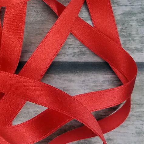 Red silk satin ribbon by the yard choose size pure silk | Etsy