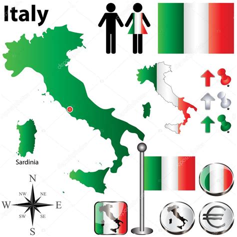 Italy Map Stock Vector Sateda