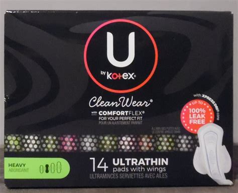 New U By Kotex Clean Wear Comfort Flex Ultrathin Heavy Pads With Wings