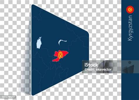 Stock Ilustrace Kyrgyzstán Mapa A Vlajka Na Průhledném Pozadí