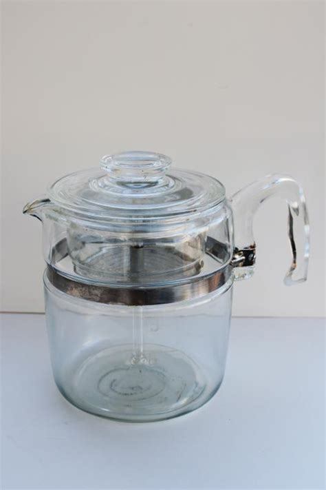 Vintage Pyrex Flameware Glass Stovetop Coffee Pot Percolator 9 Cup 7759