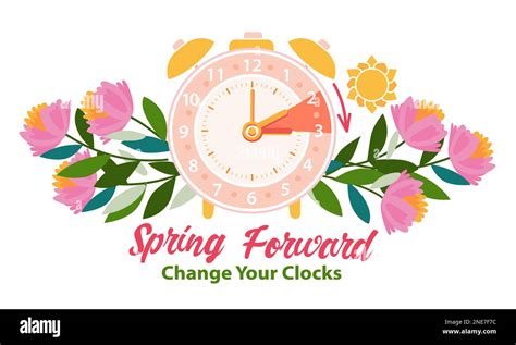 Daylight Saving Time Begins Banner Spring Forward Reminder Guide With