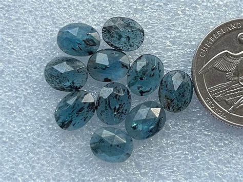 Selected 7x9mm 10 Pcs Pack Natural Teal Moss Kyanite Rosecut Top