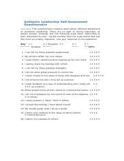 Authentic Leadership Questionnaire Docx Authentic Leadership Self