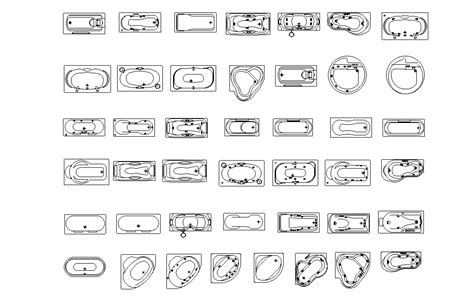 Various Model Of Bathtub Cad Blocks Design Free Download Dwg File Cadbull