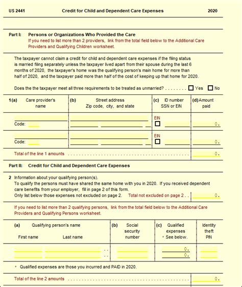 2441 Child And Dependent Care Expenses Ultimatetax Solution Center