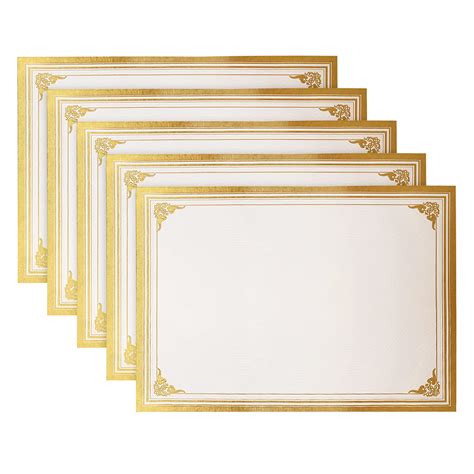 Buy SUNEE 100 Sheets Certificate Papers Blank Gold Foil Border