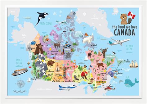 Digital Download Kids Canada Map Poster Canada Children Map Playroom