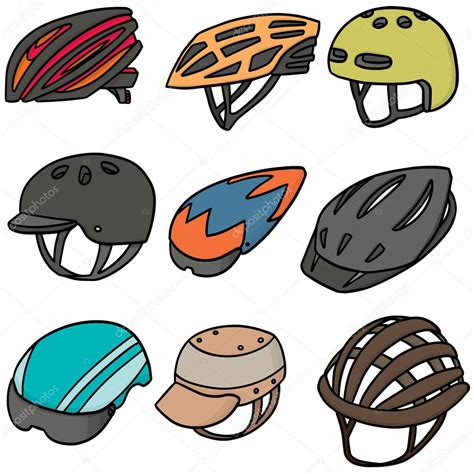 Vector Set Of Bicycle Helmet Stock Vector Image By