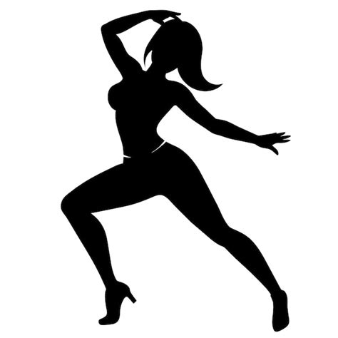 Silueta Vectorial De Una Figura Femenina De Hip Hop Bailando Sobre Un