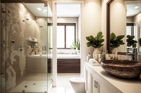 Premium AI Image | Interior of a luxury homes bathroom is bright and ...