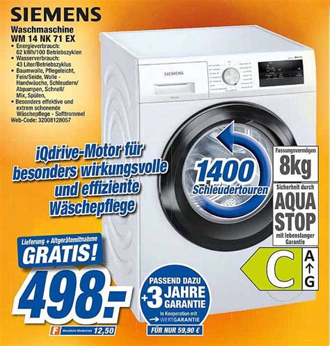 Siemens Waschmaschine Wm Nk Ex Angebot Bei Expert Techno Land