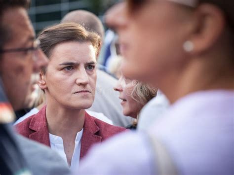 Prime Minister Ana Brnabic With Serious Face In The Crowd Of Edition Of Belgrade Gay Pride