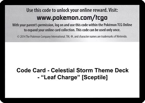 Code Card Celestial Storm Theme Deck Leaf Charge Sceptile Sm