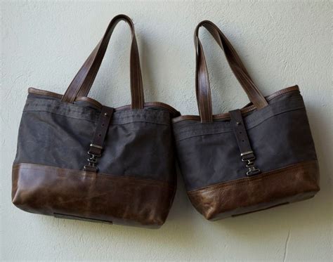 Waxed Canvas And Leather Tote Classic Tote Waxed Canvas Purse With