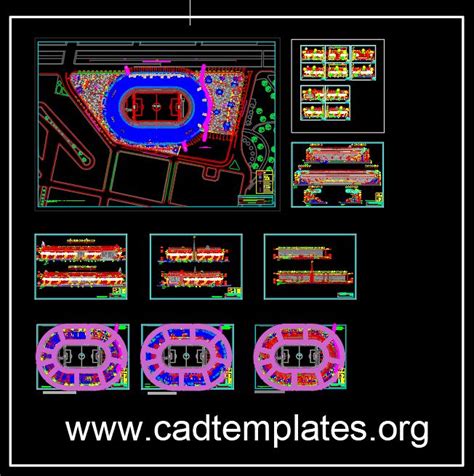 Olympic Stadium Plans And Elevations Details Cad Template Dwg Cad