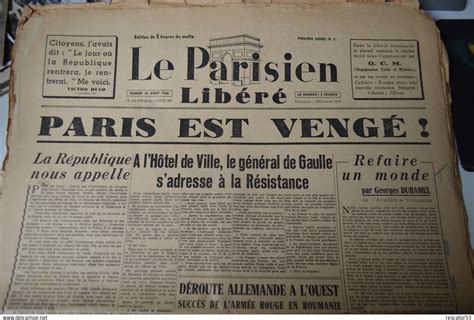 Documents Journal Dorigine Bataille De Paris Le Parisien Libéré Du