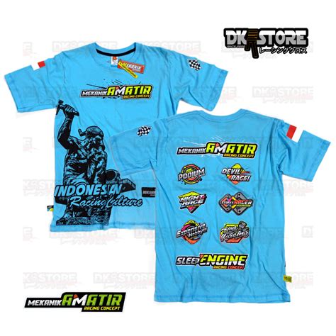 BAJU KAOS RACING MEKANIK AMATIR INDONESIAN CULTURE BIRU ORIGINAL KAOS