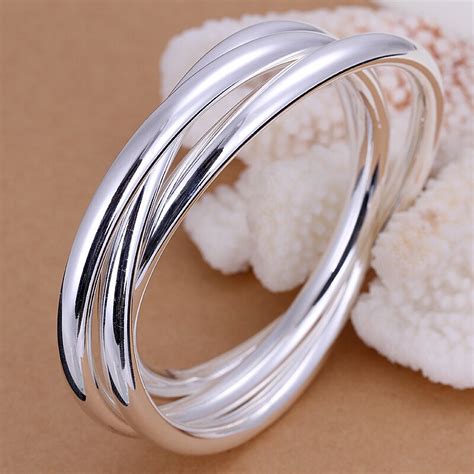 2017 CLOSED BANGLE SIMPLE STYLE 925 Sterling Jewelry Bracelet Three