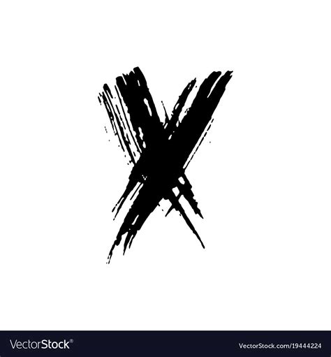 Letter X Handwritten By Dry Brush Rough Strokes Vector Image