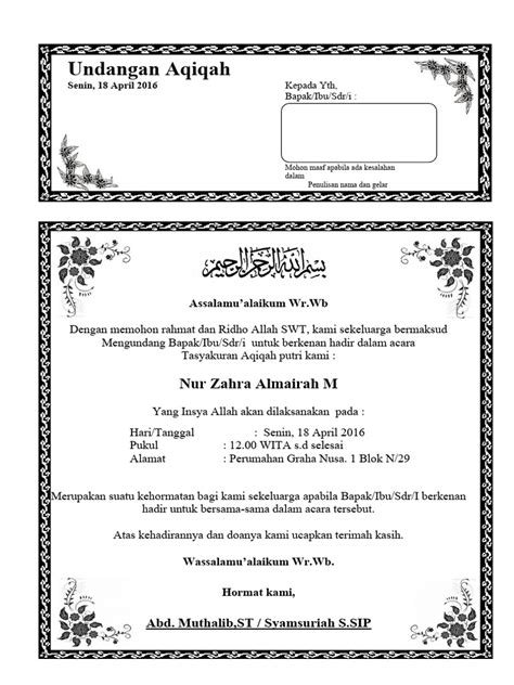 Desain Undangan Aqiqah Keren Pdf