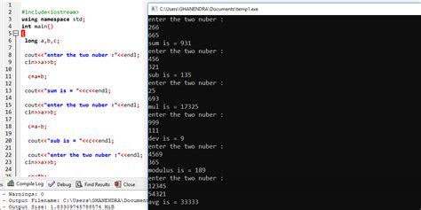 C Program For Addition Subtraction Multiply Divide And Average