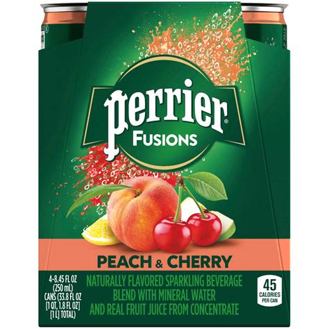 Perrier Fusions Peach And Cherry Flavor Fl Oz Pack Cans