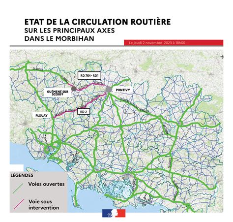 CARTE Tempête Ciaran 24 h après 2 routes fermées à la circulation