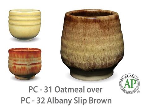 Pc Oatmeal Over Pc Albany Slip Brown Amaco Glazes For Pottery