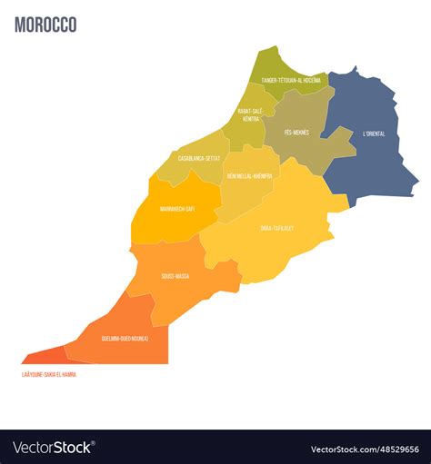 Morocco Political Map Of Administrative Divisions Vector Image