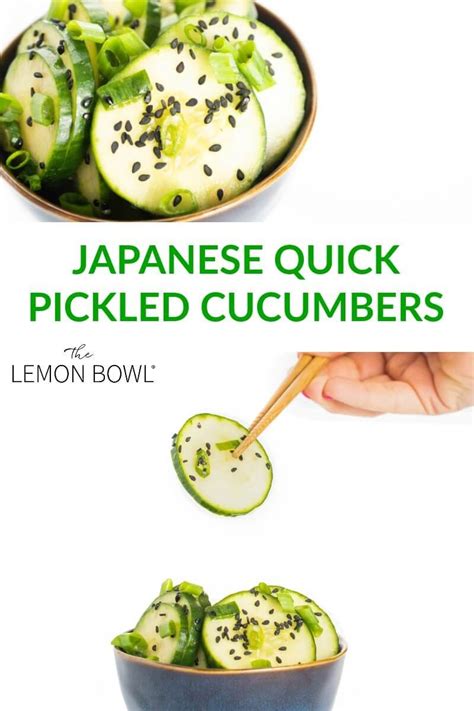 Japanese Quick Pickled Cucumbers The Lemon Bowl Recipe Healthy