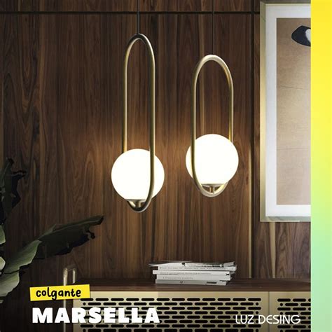 Luz Desing Colgante Luz Marsella Oval Dorado Globo Opal Apto E Deco